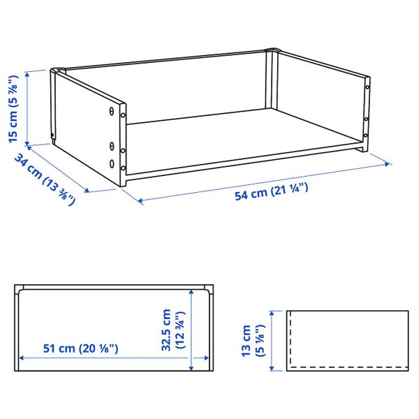 Каркас ящика, белый 60x15x40 см IKEA BESTÅ БЕСТО 403.630.27 - схема-чертеж с размерами