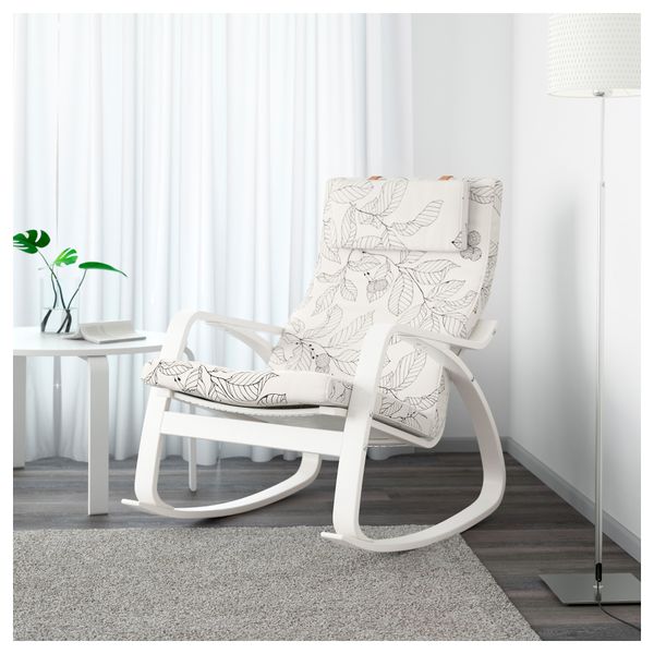 Кресло-качалка ПОЭНГ, белый, Висланда черный/белый - схема-чертеж с размерами