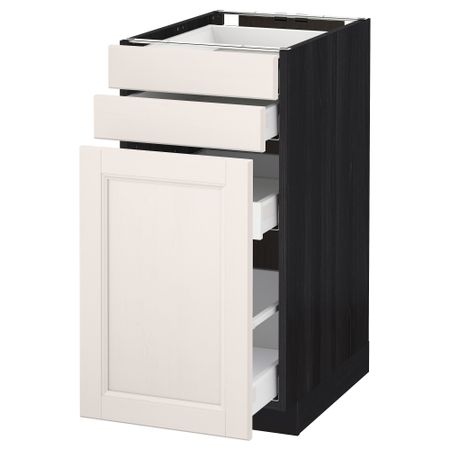 Напольный шкаф с выдвижными модулями, 2 фронтальные панели МЕТОД / МАКСИМЕРА, черный, Лаксарби белый