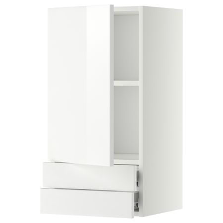 Навесной шкаф с дверцей, 2 ящика МЕТОД / ФОРВАРА, белый, Рингульт белый