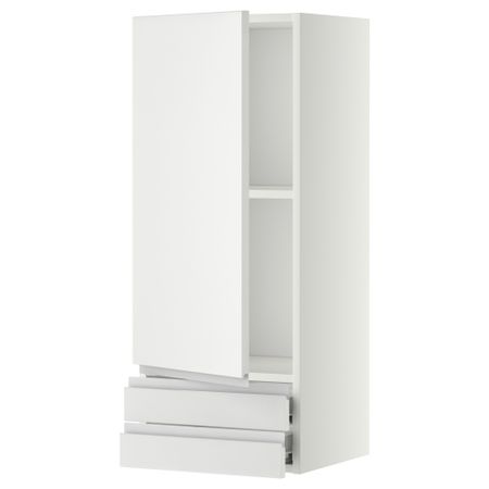 Навесной шкаф с дверцей, 2 ящика МЕТОД / ФОРВАРА, белый, Нодста белый