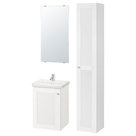 Комплект мебели для ванной,7 предм., Йельсен белый/ПИЛКОН смеситель 44x43x65 см IKEA FISKÅN ФИСКОН / TVÄLLEN ТВЭЛЛЕН 694.360.85