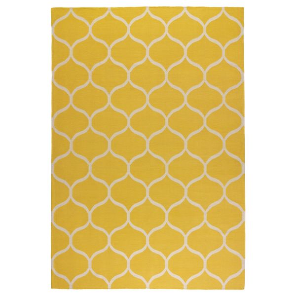 Ковер безворсовый, ручная работа/сетчатый орнамент желтый 170x240 см IKEA STOCKHOLM СТОКГОЛЬМ 103.709.63 - фото 1