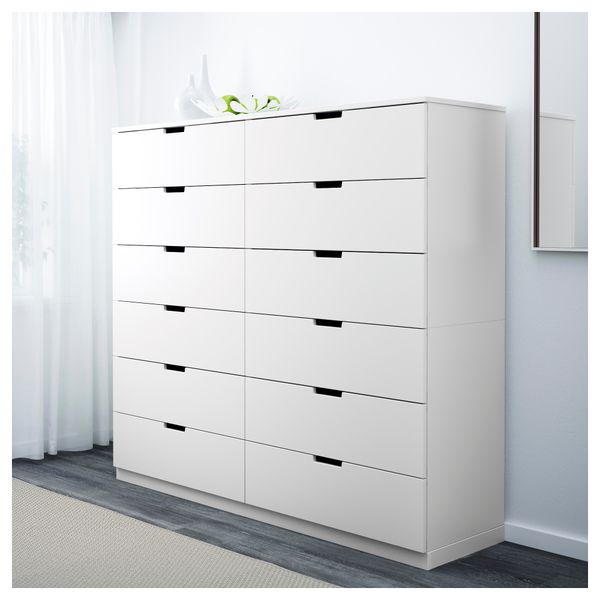 Комод с 12 ящиками НОРДЛИ, белый (160x143 см) - фото 2