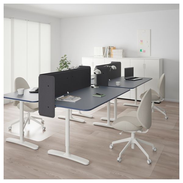 Стол с экраном БЕКАНТ, линолеум синий, белый (320x160 55 см) - фото 2