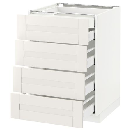 Напольный шкаф 4 фронтальных, 2 низких, 3 средних ящ, белый/Сэведаль белый 60x60 см IKEA METOD МЕТОД / MAXIMERA МАКСИМЕРА