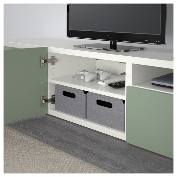 Тумба под ТВ БЕСТО, белый, Лаппвикен зеленый (180x40x38 см) - фото 3