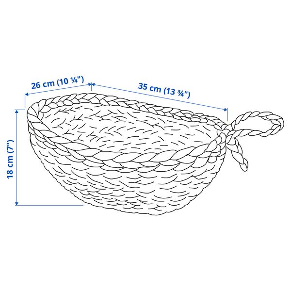 Корзина, водный гиацинт, 26x35x18 см IKEA HÖKRUBBA 905.818.67 - схема-чертеж с размерами