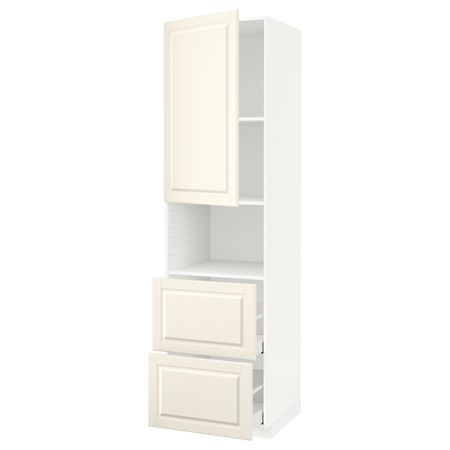 Высокий шкаф для СВЧ/дверца/2ящика, белый/Будбин белый с оттенком 60x60x220 см IKEA METOD МЕТОД / MAXIMERA МАКСИМЕРА 792.331.67