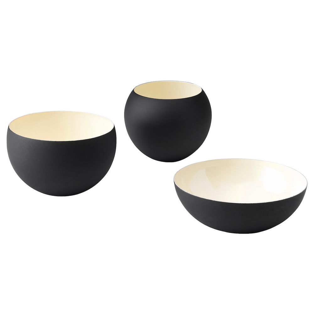 Миска, 3 шт, слоновая кость, черный IKEA ГЛИТРИГ 603.941.55 - фото 1