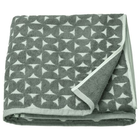 Простыня банная, серый, зеленый, 100x150 см IKEA ÄNGSNEJLIKA 205.468.82