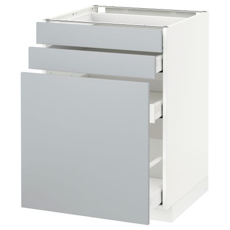Напольный шкаф с выдвижными модулями, 2 фронтальные панели МЕТОД / МАКСИМЕРА, белый, Веддинге серый