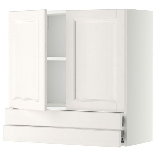 Навесной шкаф, 2 дверцы, 2 ящика МЕТОД / ФОРВАРА, белый, Лаксарби белый - фото 1