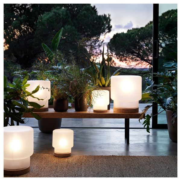 Лампа настольная СИННЕРЛИГ, матовое стекло, пробка (22 см) - фото 2