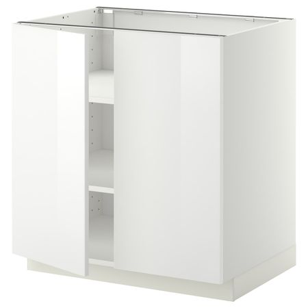 Напольный шкаф с полками/2дверцами, белый/Рингульт белый 80x60 см IKEA METOD МЕТОД 094.451.96