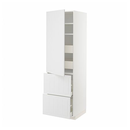 Высокий шкаф + полки/4ящ/двр/2фасада, белый/Стенсунд белый 60x60x200 см IKEA METOD МЕТОД / MAXIMERA МАКСИМЕРА 994.098.58