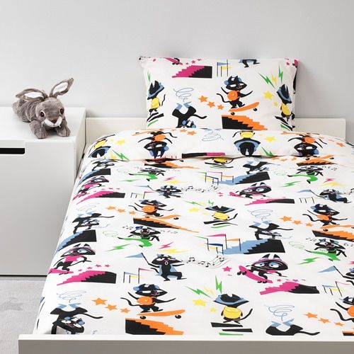 Пододеяльник и 1 наволочка, кот, разноцветный, 150x200/50x70 см IKEA ЛАТТО 503.768.35 - фото 4