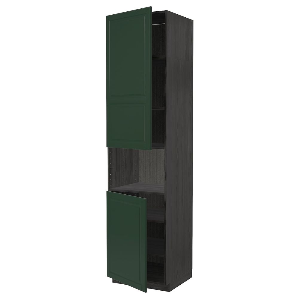 Высокий шкаф для/СВЧ, 2 дверцы/полки, черный/Будбин темно-зеленый 60x60x240 см IKEA МЕТОД 693.133.91 - схема-чертеж с размерами