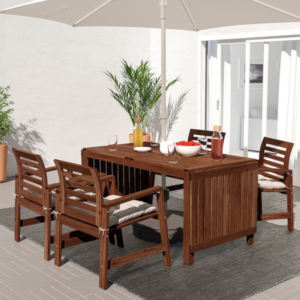 Стол + 4 кресла, для/сада, коричневая морилка/Куддарна серый IKEA ÄPPLARÖ ЭПЛАРО 692.894.28 - фото 2