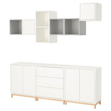 Комбинация шкафов с ножками ЭКЕТ, белый/светло-серый (210x35x210 см)