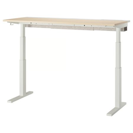 MITTZON Стол/трансф - электрический березовый шпон/белый 160x60 см