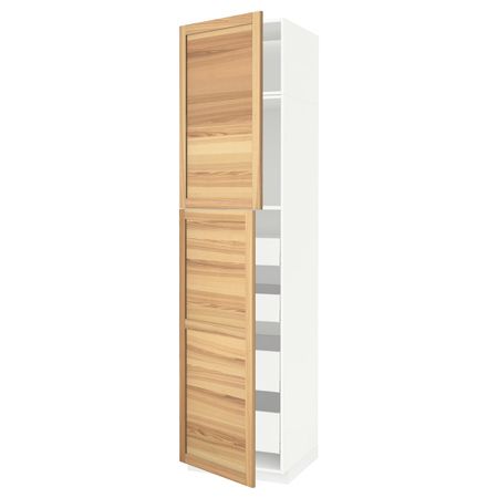 Высокий шкаф/2дверцы/4ящика, белый/Торхэмн ясень 60x60x240 см IKEA METOD МЕТОД / MAXIMERA МАКСИМЕРА 294.446.95