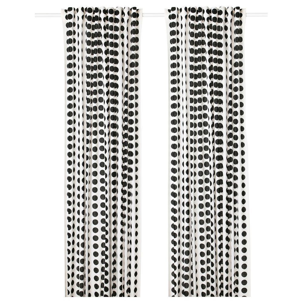 Гардины, 1 пара, белый, черный 145x300 см IKEA КЛАРАСТИНА 804.437.01 - фото 1