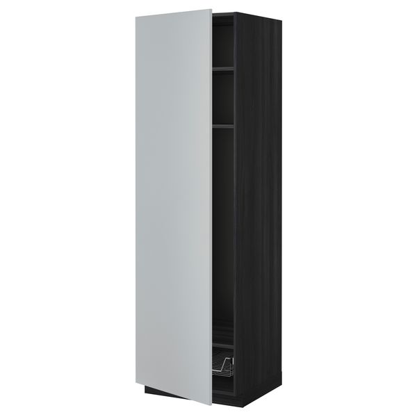 Высокий шкаф с полками, проволочной корзиной МЕТОД, черный, Веддинге серый - схема-чертеж с размерами