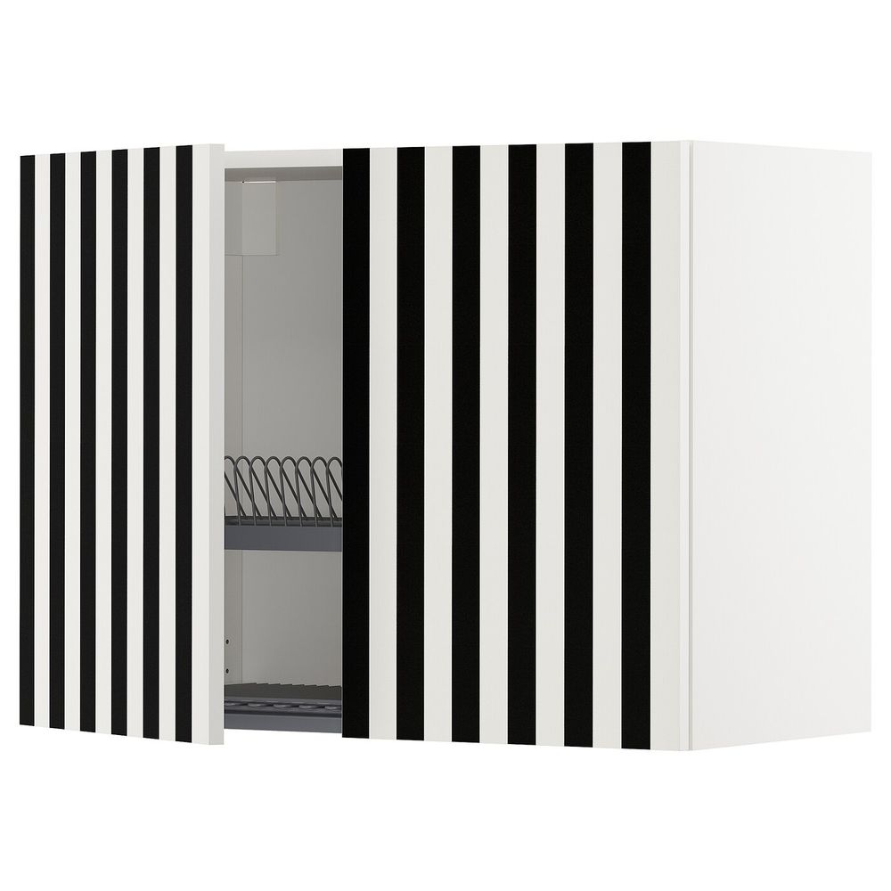 Навесной шкаф с посудной сушилкой, 2 дверец, белый, Иттербин с печатным рисунком 80x60 см IKEA МЕТОД 992.871.02 - схема-чертеж с размерами