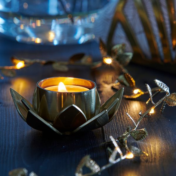 Подсвечник для греющей свечи, золотой/Лотос 3 см IKEA KNASTRIGT КНАСТРИГТ 305.019.44 - схема-чертеж с размерами