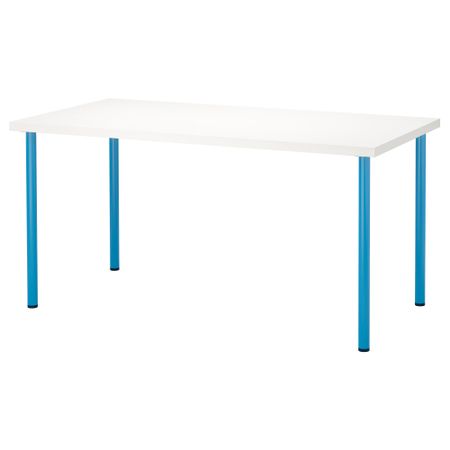 Стол ЛИННМОН / АДИЛЬС, белый, синий (150x75 см)
