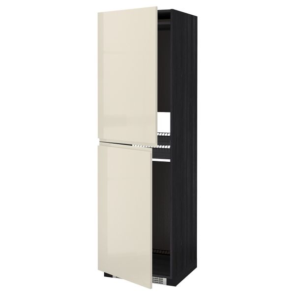Высокий шкаф для холодильник/мороз, черный, Воксторп глянцевый светло-бежевый 60x60x200 см IKEA МЕТОД 392.243.63 - схема-чертеж с размерами