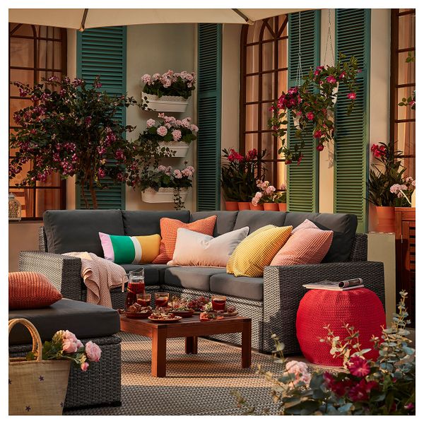 Модульный угловой 3-местный диван, садовый, темно-серый/ФРЁСЁН/ДУВХОЛЬМЕН темно-серый IKEA SOLLERÖN СОЛЛЕРОН 292.877.99 - фото 2