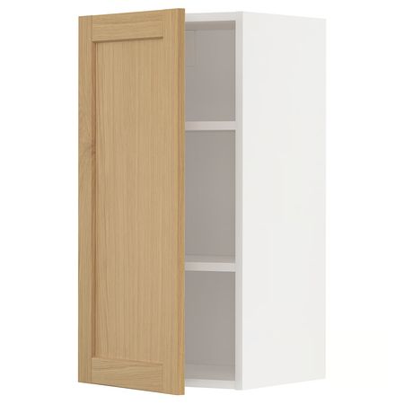 METOD Навесной шкаф с полками - белый/Forsbacka дуб 40x80 см