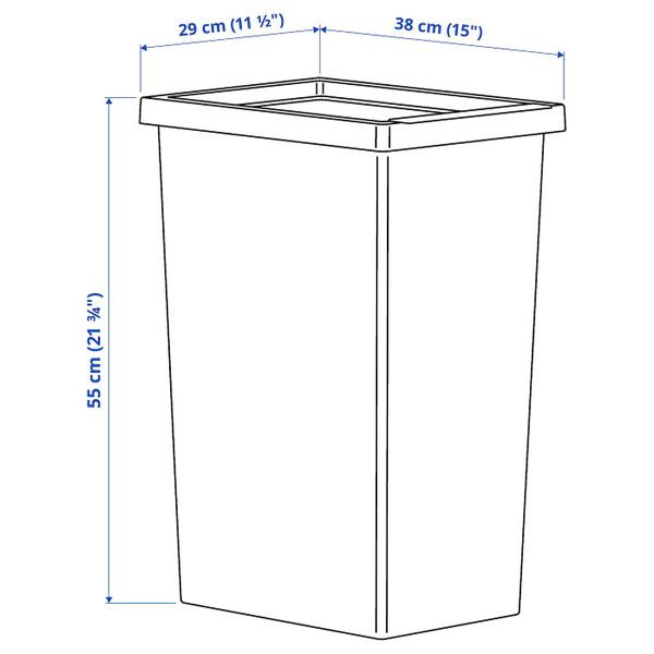 Контейнер с крышкой, белый 42 л IKEA FILUR ФИЛУР 503.889.61 - схема-чертеж с размерами