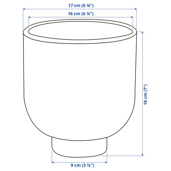Кашпо, ярко-желтый, 15 см IKEA DRÖMSK ДРЁМСК 705.627.75 - схема-чертеж с размерами
