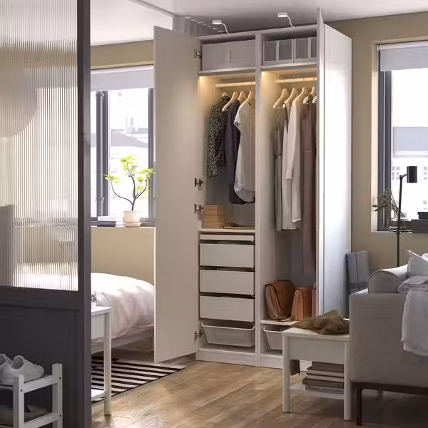 PAX / TONSTAD Гардероб, комбинация - белый/белый с оттенком 100x60x236 см - фото 3