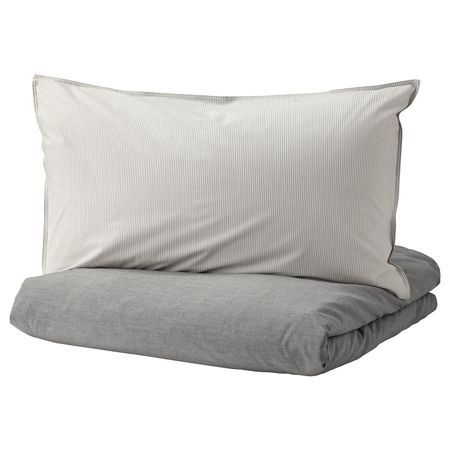 Пододеяльник и наволочка, серый 150x200/50x70 см IKEA BLÅVINDA БЛОВИНДА 603.244.26