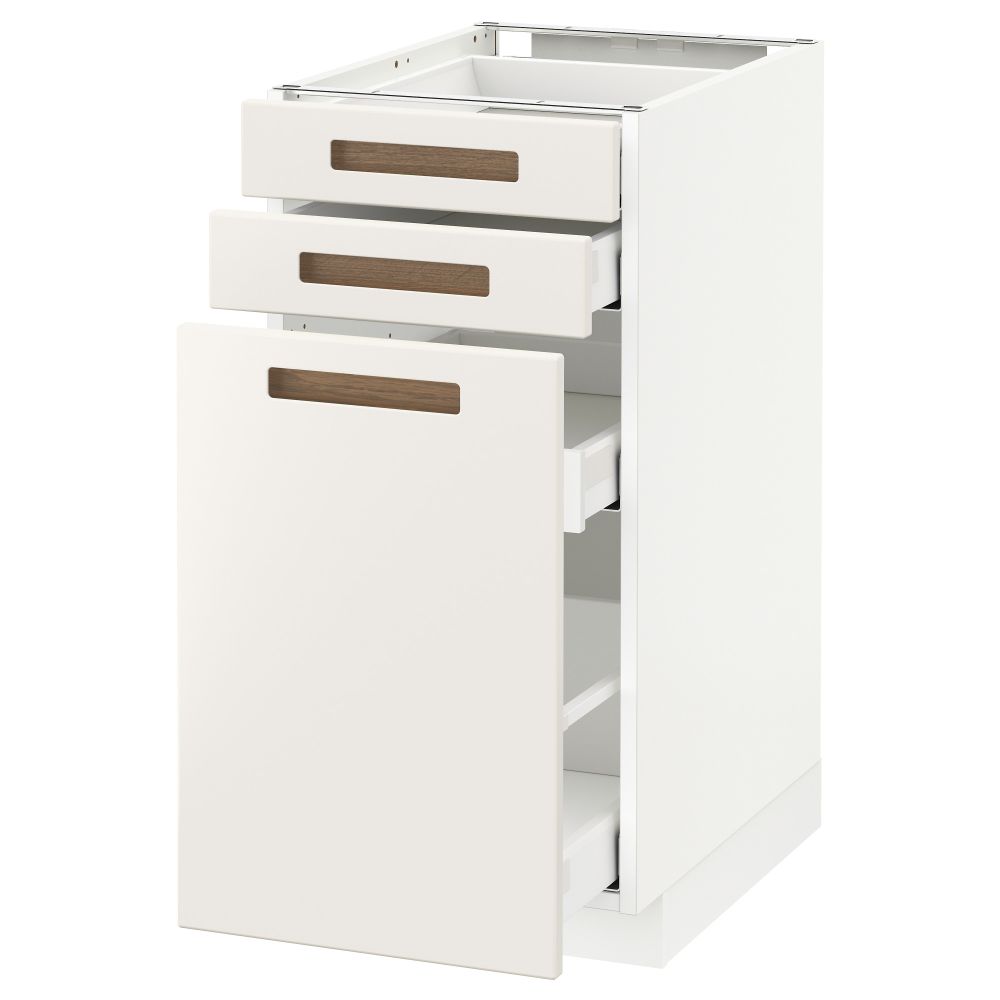 Напольный шкаф с выдвижными модулями, 2 фронтальные панели МЕТОД / МАКСИМЕРА, белый, Мэрста белый - схема-чертеж с размерами