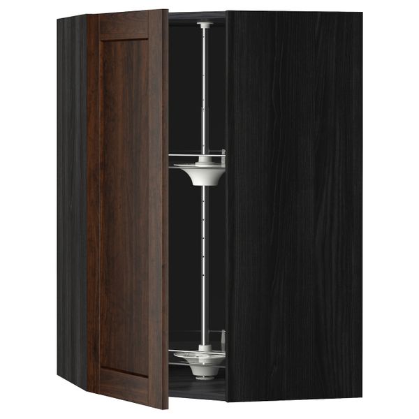 Угловой навесного шкаф с вращающейся секц, черный/Эдсерум коричневый 68x100 см IKEA МЕТОД 292.266.59 - схема-чертеж с размерами