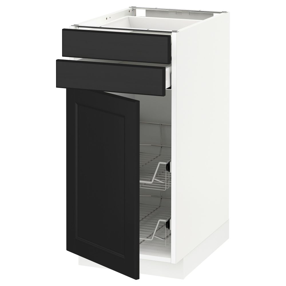 Напольный шкаф, дверца, 2 ящика, проволочных корзин МЕТОД / МАКСИМЕРА, белый, Лаксарби черно-коричневый - схема-чертеж с размерами