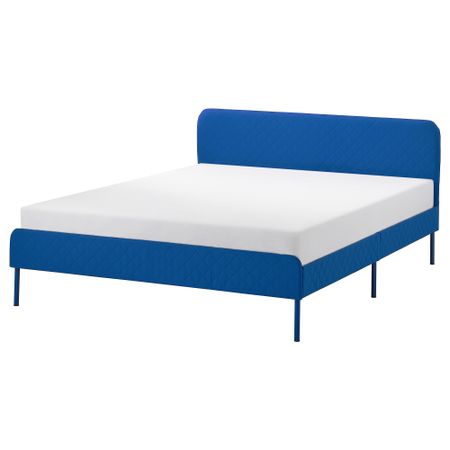 Каркас кровати с обивкой, Knisa ярко-синий, 140x200 см IKEA SLATTUM СЛАТТУМ 205.712.68