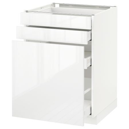 Напольный шкаф с выдвижными модулями, 2 фронтальные панели МЕТОД / МАКСИМЕРА, белый, Рингульт белый