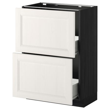 Напольный шкаф с 2 ящиками МЕТОД / ФОРВАРА, черный, Лаксарби белый