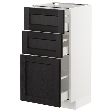 Напольный шкаф с 3 ящиками, белый/Лерхюттан черная морилка 40x37 см IKEA METOD МЕТОД / MAXIMERA МАКСИМЕРА 592.580.93