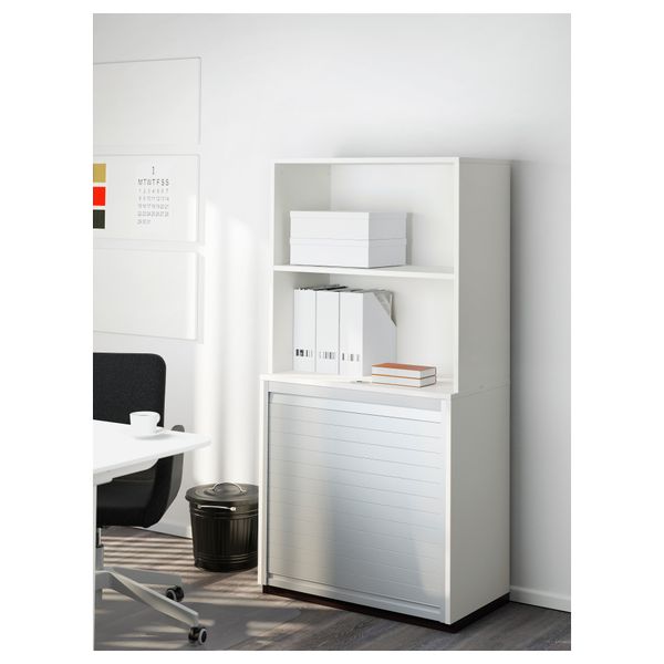 Комбинация для хранения с дверцей-шторой ГАЛАНТ, белый (80x160 см) - схема-чертеж с размерами