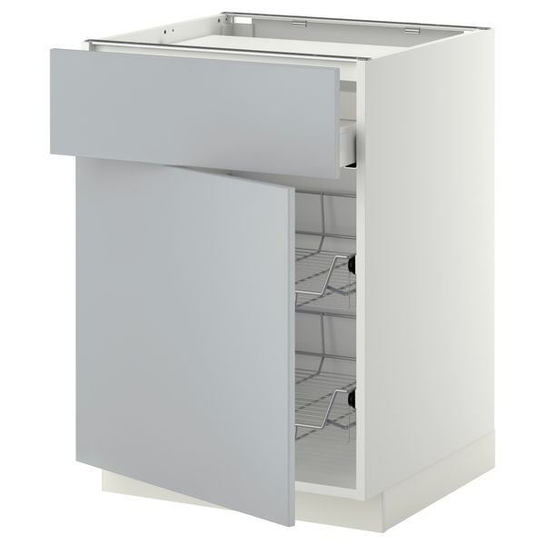 Напольный шкаф для варочной панели, ящик, 2 проволочных корзины МЕТОД / МАКСИМЕРА, белый, Веддинге серый (60x60 см) - фото 1