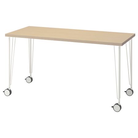 Письменный стол, береза, белый, 140x60 см IKEA KRILLE КРИЛЛЕ, MÅLSKYTT МОЛСКЮТТ 394.177.62