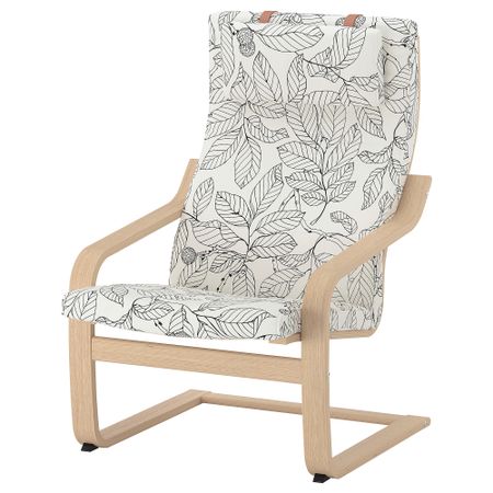 Кресло ПОЭНГ, дубовый шпон, беленый, Висланда черный/белый