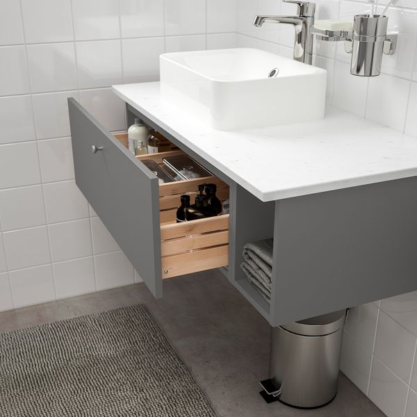 Шкаф со столешницей 45x32 раковина, Гилльбурен темно-серый/под мрамор БРОГРУНД смеситель 102x49x43 см IKEA GODMORGON/TOLKEN - схема-чертеж с размерами